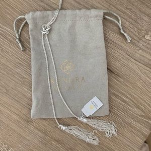 Presleigh love knot Y Necklace in Bright Silver